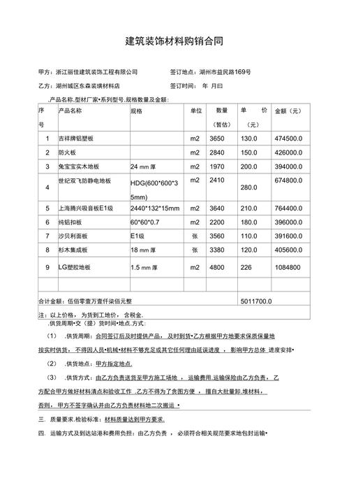 建筑装饰材料购销合同